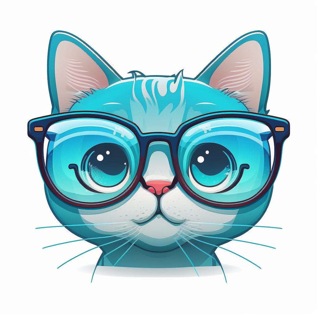 blue cartoon cat with glasses